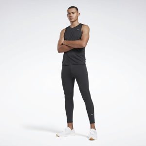 Legginsy Męskie Reebok Running Essentials Speedwick Czarne PL 98ABDIF